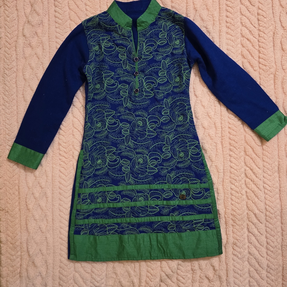 Blue & Green Floral Kurta/Tunic